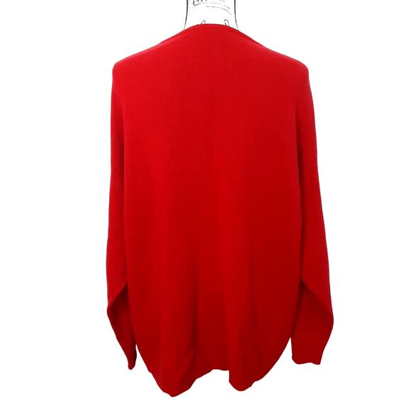 Flora Fedi Wool Cashmere Tunic Sweater Red Ribbon Cherry Red OS Made in Italy - Picture 4 of 10
